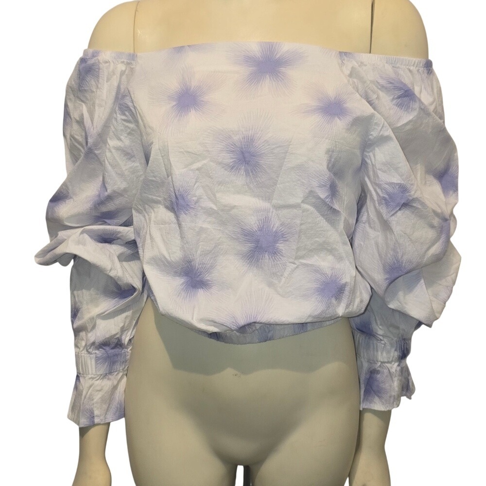 Levi's White and Purple‎ Off-Shoulder Blouse